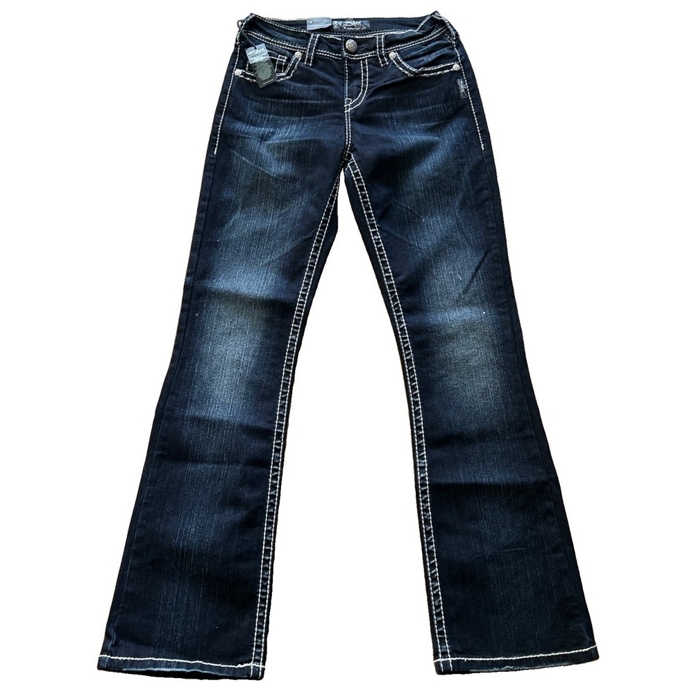 Silver Jeans Natsuki Boot Cut Leg Womens Flap Pocket Dark Wash Jeans Size 27x31